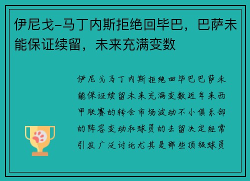伊尼戈-马丁内斯拒绝回毕巴，巴萨未能保证续留，未来充满变数