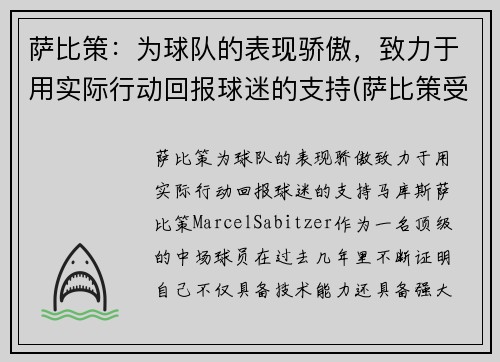 萨比策：为球队的表现骄傲，致力于用实际行动回报球迷的支持(萨比策受伤)